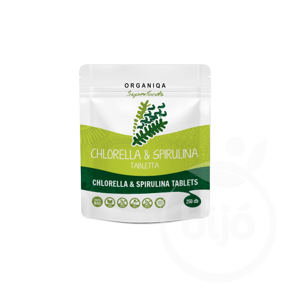 Organiqa bio chlorella és spirulina tabletta 250 db áruház bijo.hu