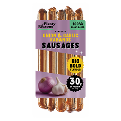 Plenty Reasons meatless vegán hagymás-fokhagymás cabanossi snack kolbász 160 g