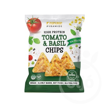 Popcrop pyramids gluténmentes snack paradicsom-bazsalikom ízű protein chips 60 g