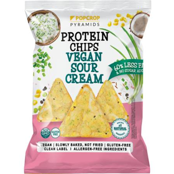 Popcrop pyramids gluténmentes vegán tejfölös-hagymás protein chips 60 g