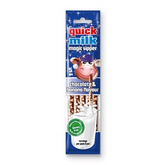 Quick Milk magic sipper cukordrazséval töltött szívószál csokoládés banán ízű 5x6g 30 g