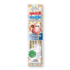 Quick Milk magic sipper cukordrazséval töltött szívószál gyümölcsös gabonapehely ízű 5x6g 30 g