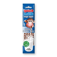 Quick Milk magic sipper cukordrazséval töltött szívószál kókuszos csokoládé ízű 5x6g 30 g