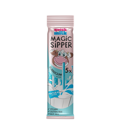 Quick Milk magic sipper cukordrazséval töltött szívószál rágógumi ízű 5x6g 30 g