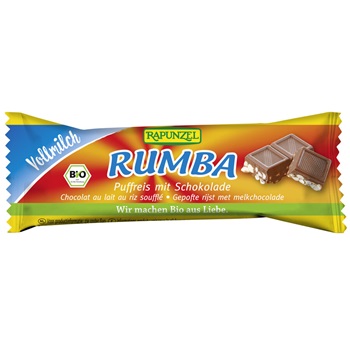 Rapunzel bio rumba puffasztott rizsszelet tejcsokoládával 21g