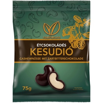 Real Nature étcsokoládés kesudió 75 g