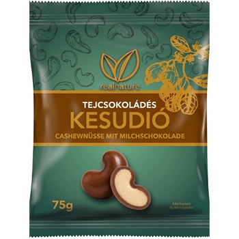 Real Nature tejcsokoládés kesudió 75 g