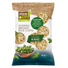 Rice Up barna rizs chips italian basil ízű 60 g