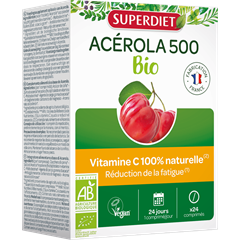 Superdiet acerola 500mg, 100%-ban természetes c-vitamin 85mg gyümölcs ízű vegán rágótabletta 24 db