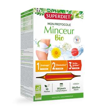 Superdiet minceur természetes 3 fázisú 30 napos fogyást segítő zsírégető program ampulla 30x15ml 450 ml