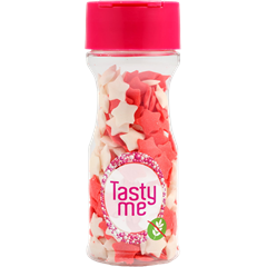 Tasty Me gluténmentes cukor tortadekor mix piros-fehér csillagok 45 g