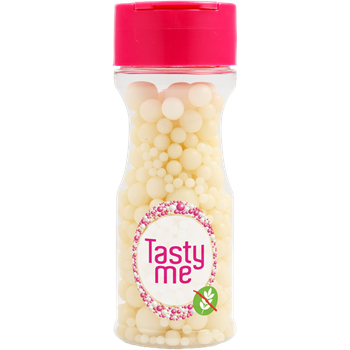 Tasty Me gluténmentes cukorgyöngy tortadekor mix fehér 70 g
