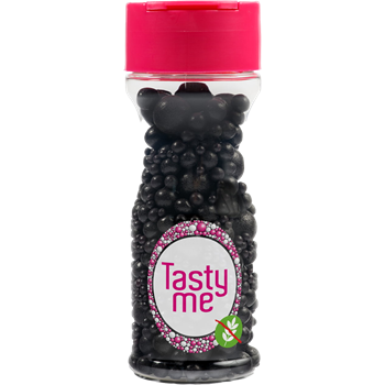 Tasty Me gluténmentes cukorgyöngy tortadekor mix fekete 70 g