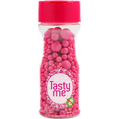 Tasty Me gluténmentes cukorgyöngy tortadekor mix málnarózsaszín 70 g