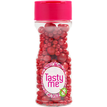Tasty Me gluténmentes cukorgyöngy tortadekor mix piros 70 g