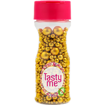 Tasty Me gluténmentes metallic pearls tortadekor mix antik arany 75 g