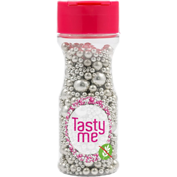 Tasty Me gluténmentes metallic pearls tortadekor mix ezüst 75 g