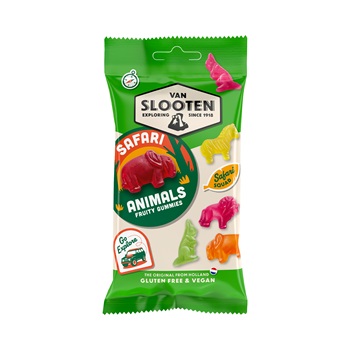 Van Slooten gluténmentes és vegán gyümölcsös gumicukor safari állatok 60 g