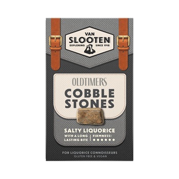 Van Slooten gluténmentes és vegán sós medvecukor oldtimers cobble stone 235 g