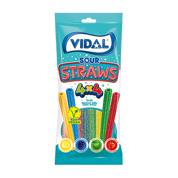Vidal gumicukor sour straws 4 íz x 4 szín 90 g