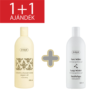 Ziaja argán olaj krémtusfürdő 500ml+1 db ajándék kecsketejes tusfürdő 500 ml