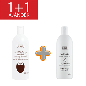 Ziaja kókusz krémtusfürdő 500 ml+1 db ajándék kecsketejes tusfürdő 500 ml