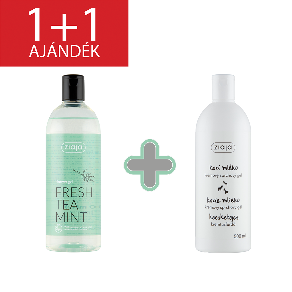Ziaja tusfürdő gél friss menta tea kivonattal 500 ml+1 db ajándék kecsketejes tusfürdő 500 ml