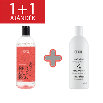 Ziaja tusfürdő gél ribizli kivonattal 500 ml+1 db ajándék kecsketejes tusfürdő 500 ml
