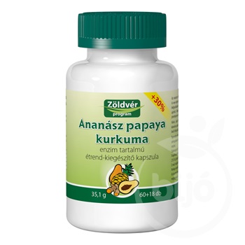 Zöldvér ananász papaya kurkuma kapszula 60+18db 78 db