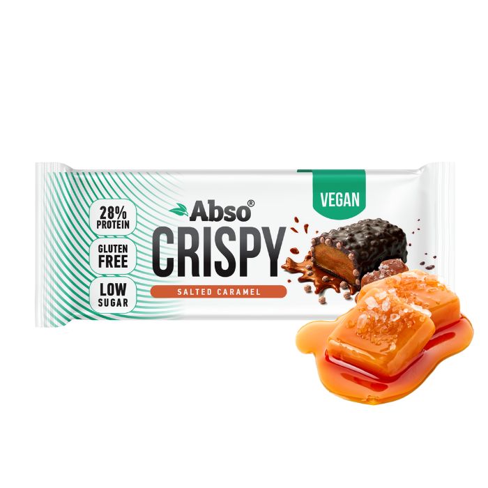 Absorice Abso Crispy Bar slaná karamelová vegánska proteínová tyčinka 50 g