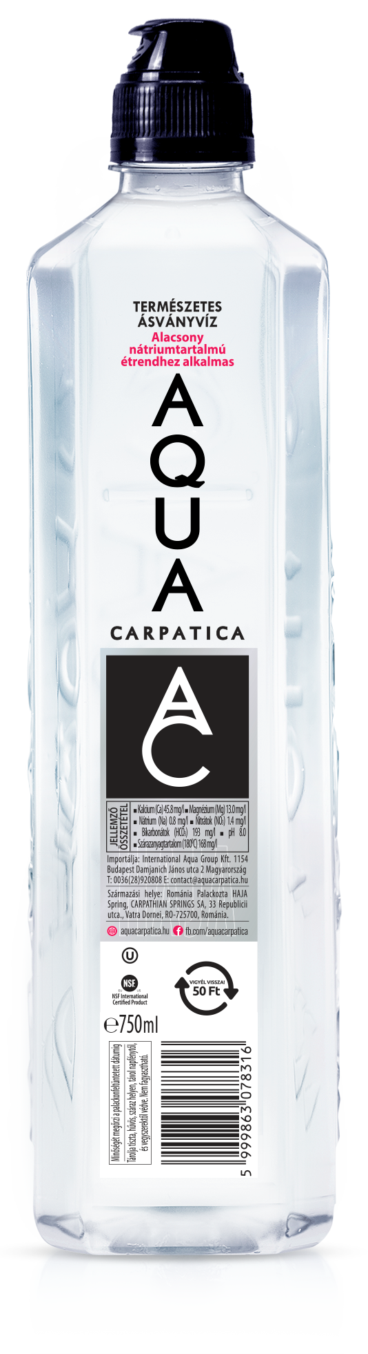Aqua Carpatica minerálna voda športová bez sýtenia 750 ml