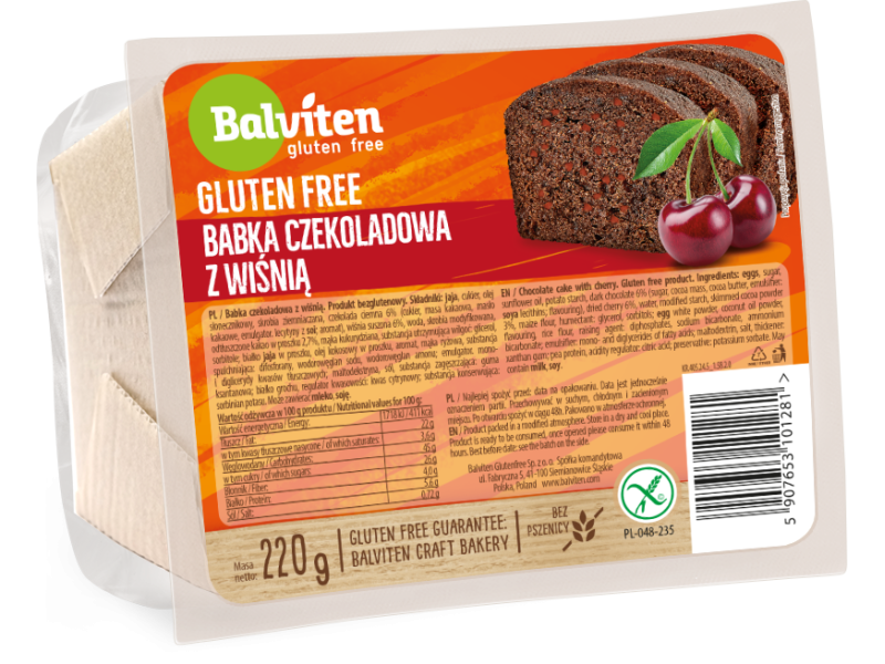 Balviten bezlepkový čokoládový koláč s čerešňami 220 g