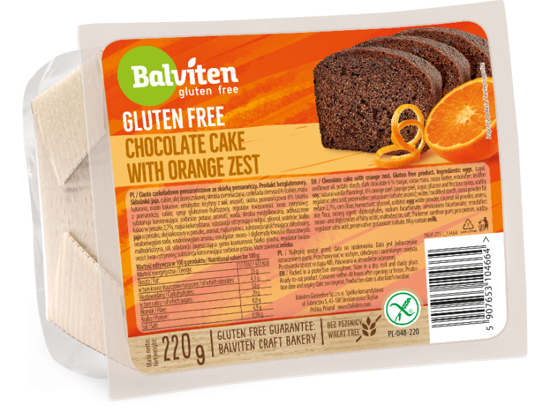 Balviten bezlepkový čokoládový torta s pomarančom 220 g