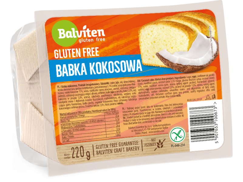 Balviten bezlepková kokosová babka 220 g