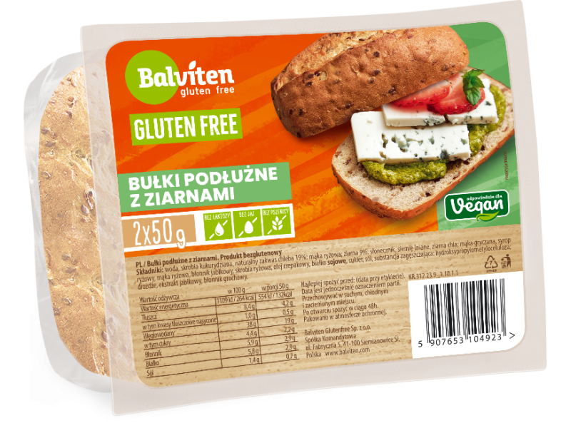 Balviten bezlepkové viaczrnná vegánska žemľa 2x50g 100 g