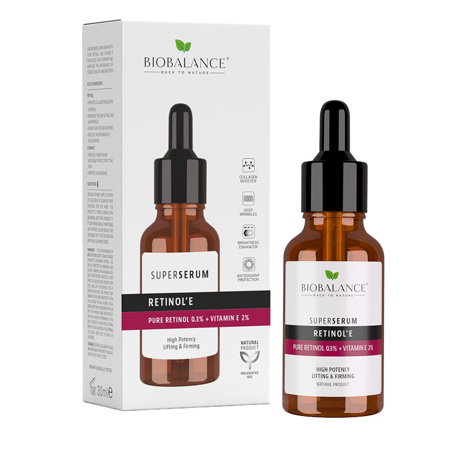 Biobalance Pure Retinol 0,3% + Vitamín E 2% - pleťové sérum pre obnovu a spevnenie pleti