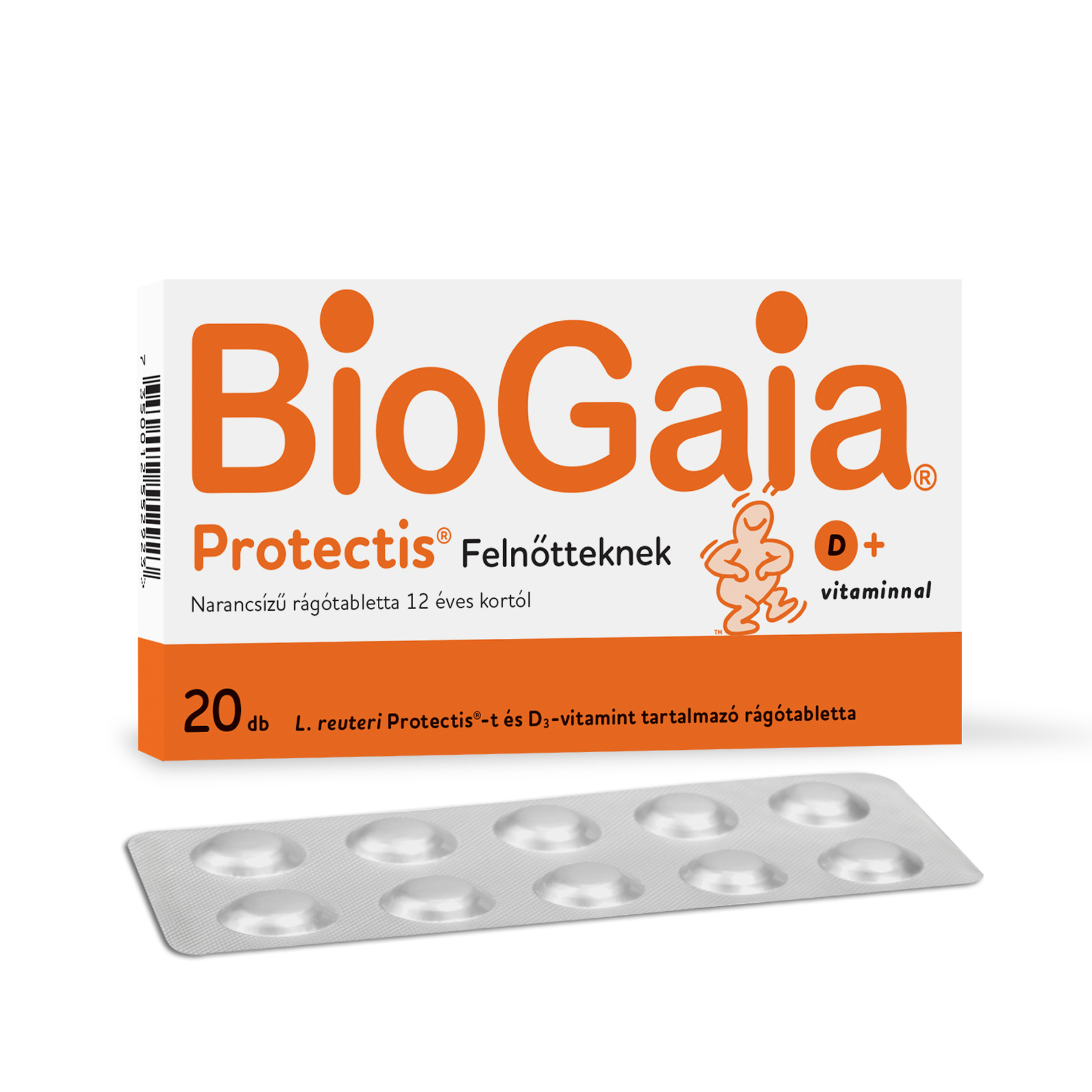BioGaia Protectis pre dospelých s vitamínom D žuvacia tableta pomarančová príchuť 20 ks