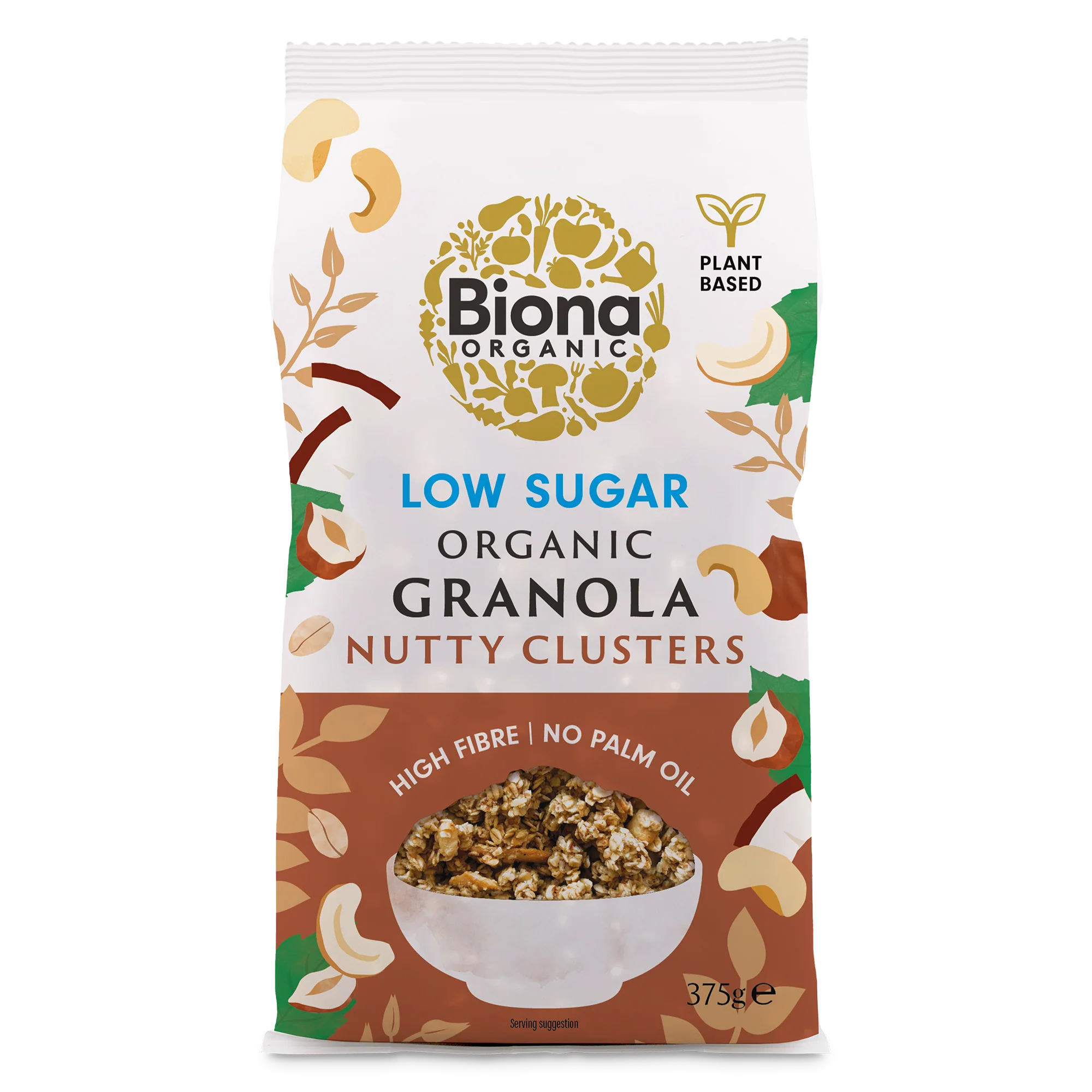 Biona bio granola s orechmi s nízkym obsahom cukru 375 g