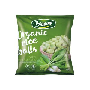Biopont Bio ryžové guľôčky so špenátom a pórom 60 g