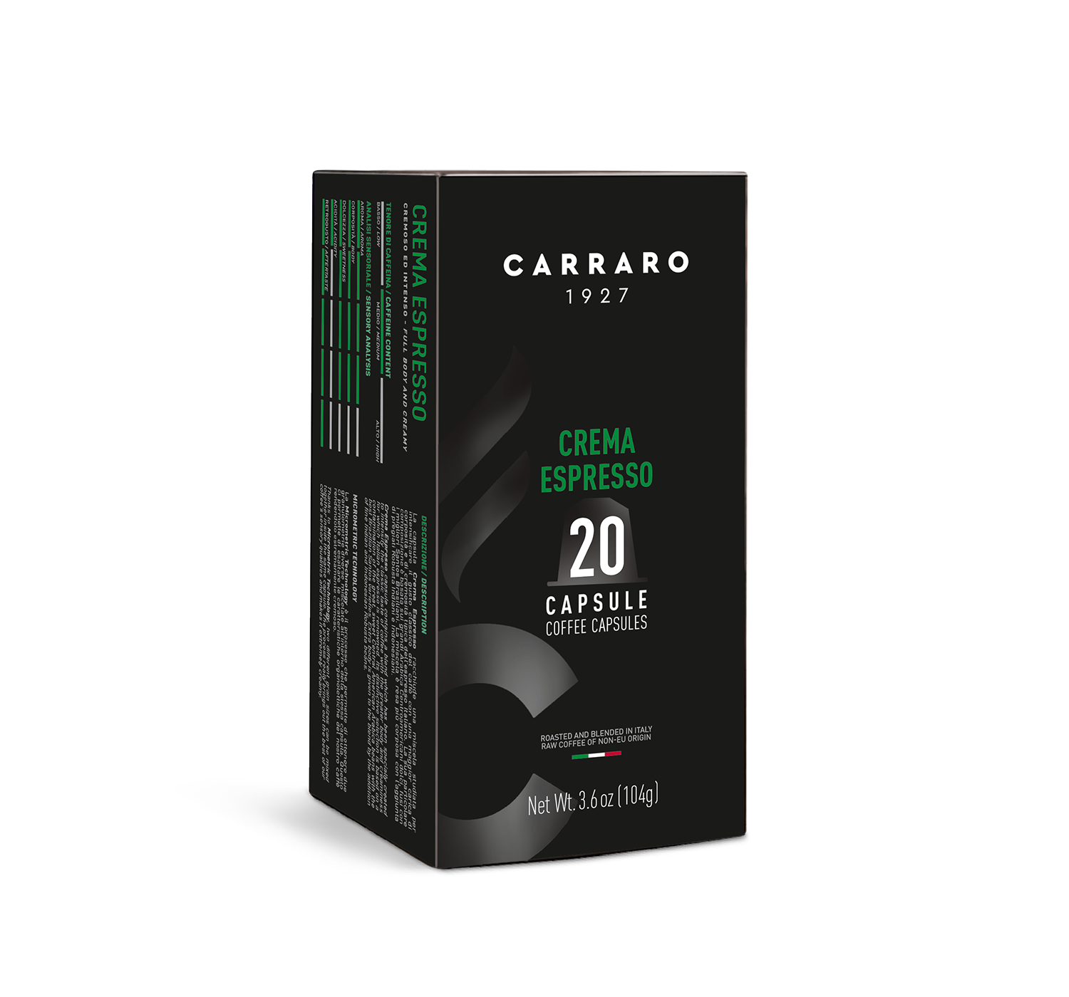 Carraro crema espresso premium kávové kapsule kompatibilné s nespresso 20 ks