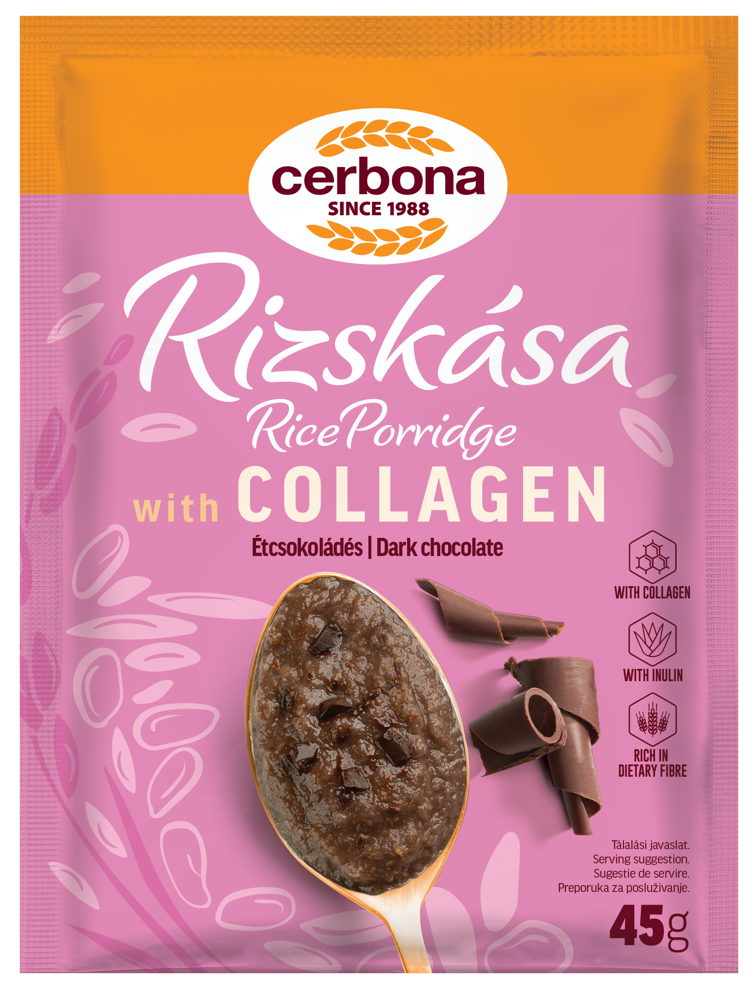Cerbona ryžová kaša s horkou čokoládou a kolagénom 45 g