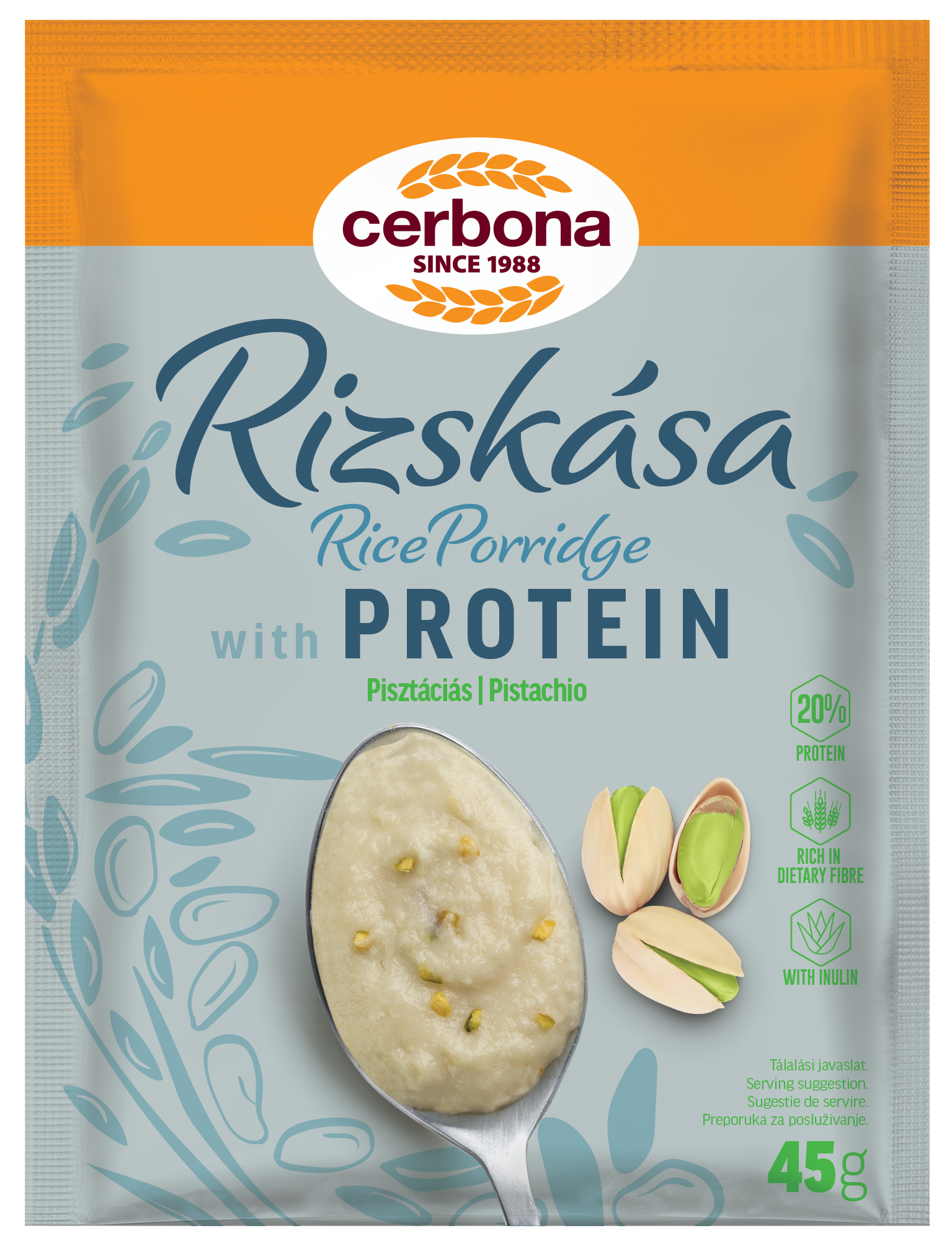 Cerbona ryžová kaša s pistáciovým proteínom 45 g