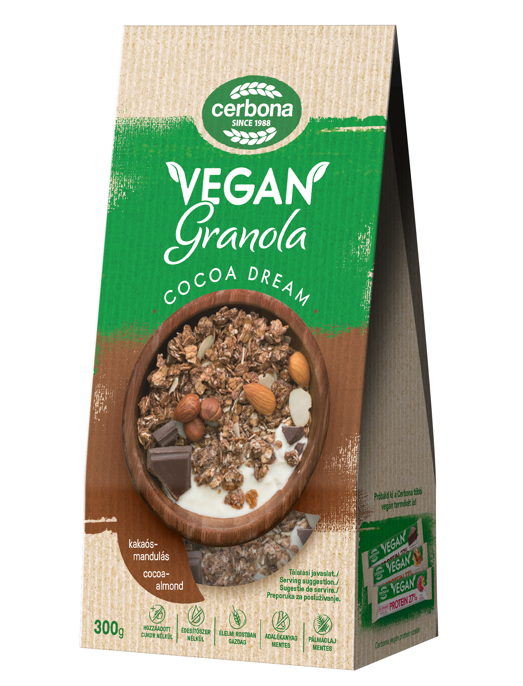 Cerbona Vegán kakaovo-mandľová granola müsli 300 g
