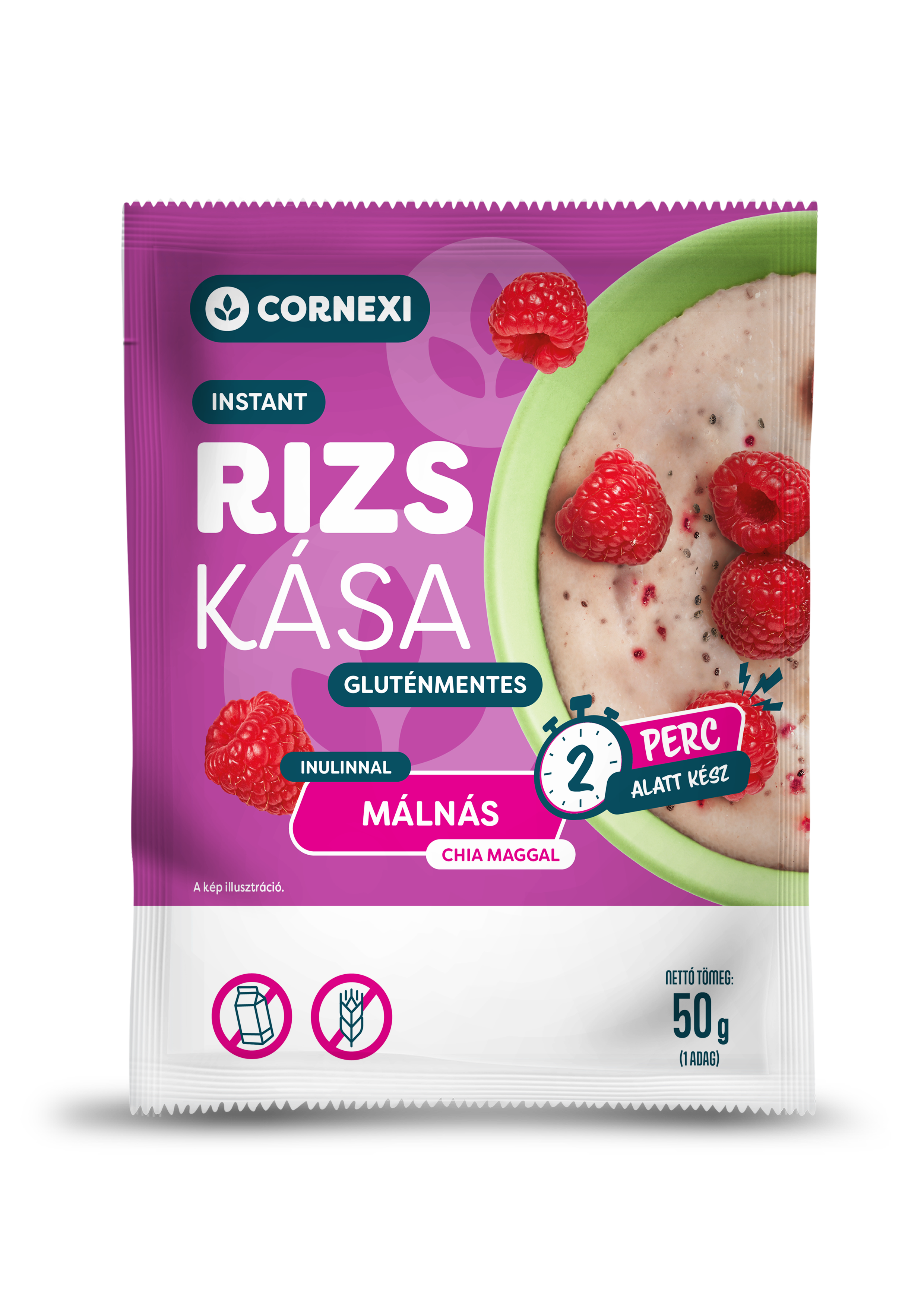Cornexi bezlepková ryžová kaša s malinovými chia semienkami 50 g