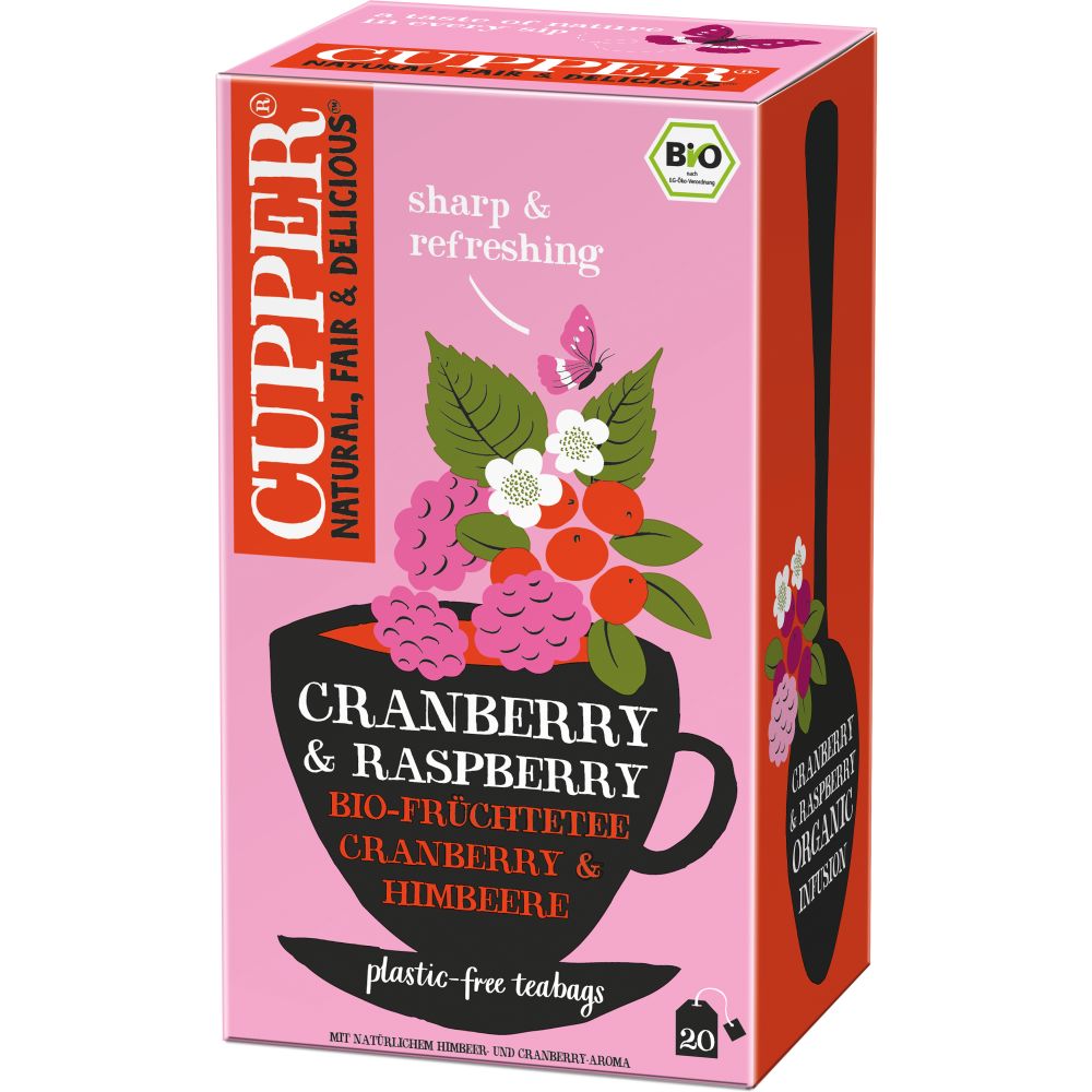 Cupper bio Cranberry & Raspberry čaj kľukva-malina 20 ks, 40 g