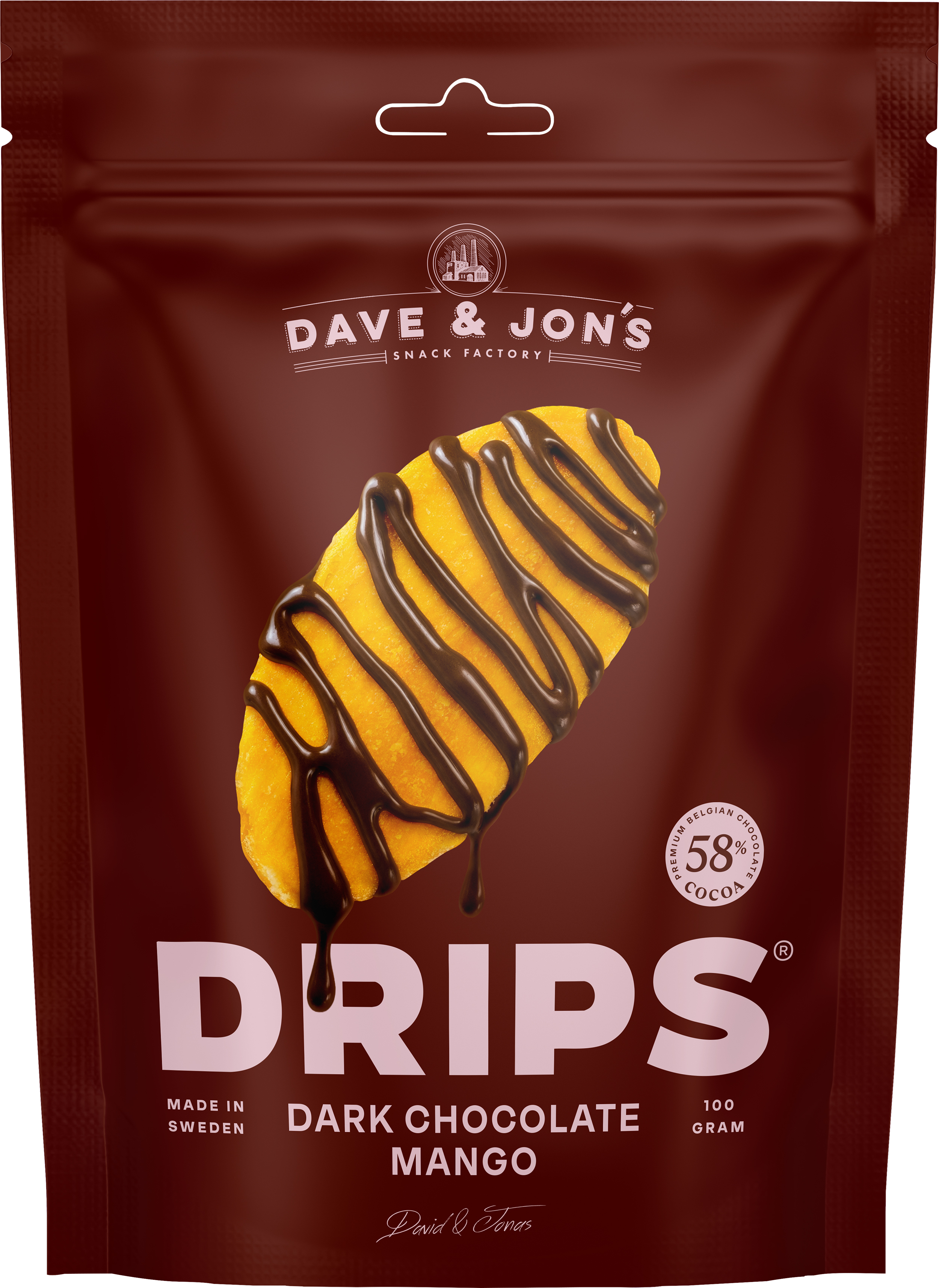 Dave & Jon`s mango drips dark chocolate 100 g