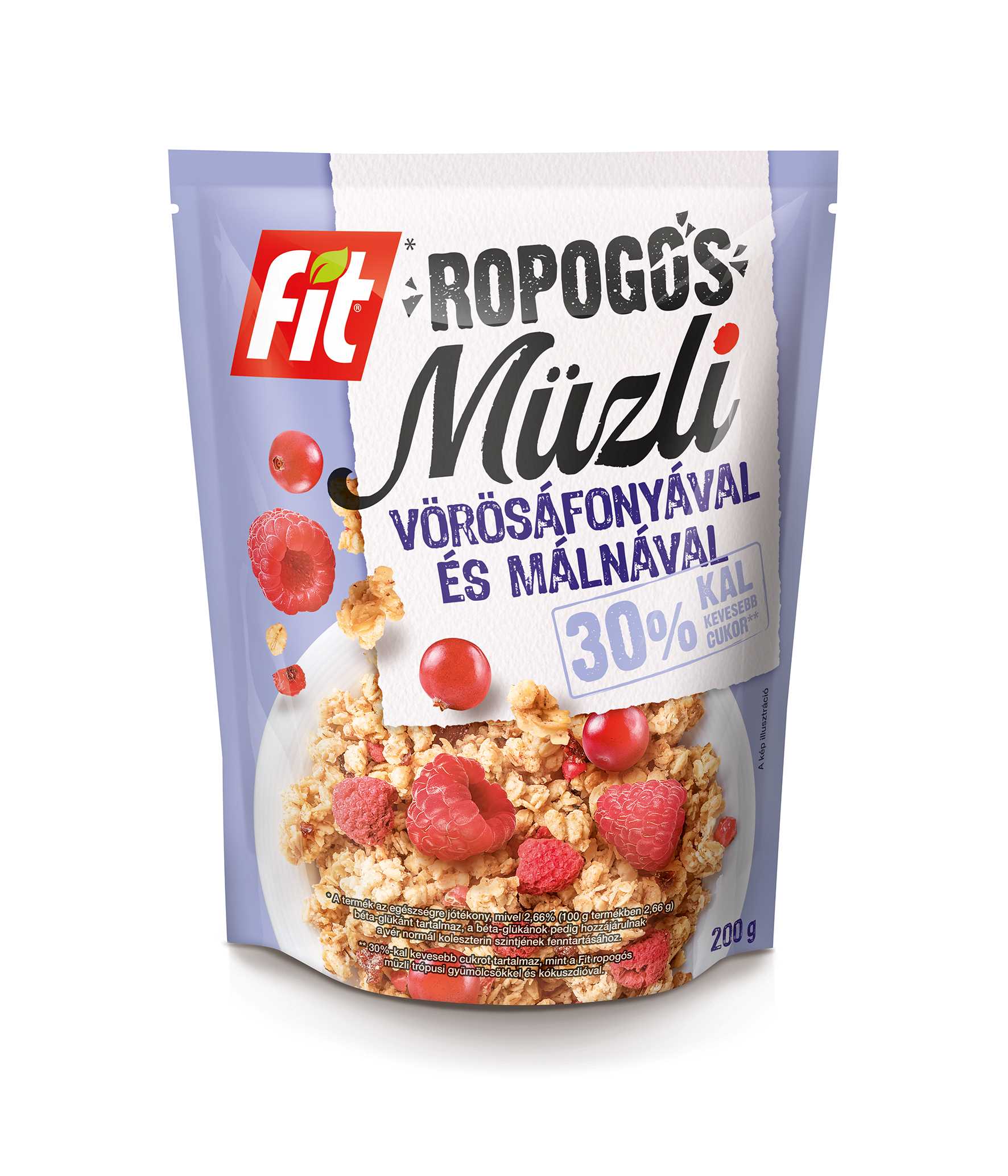 Fit raňajkové chrumkavé müsli s malínami a čučoriedkami 200 g
