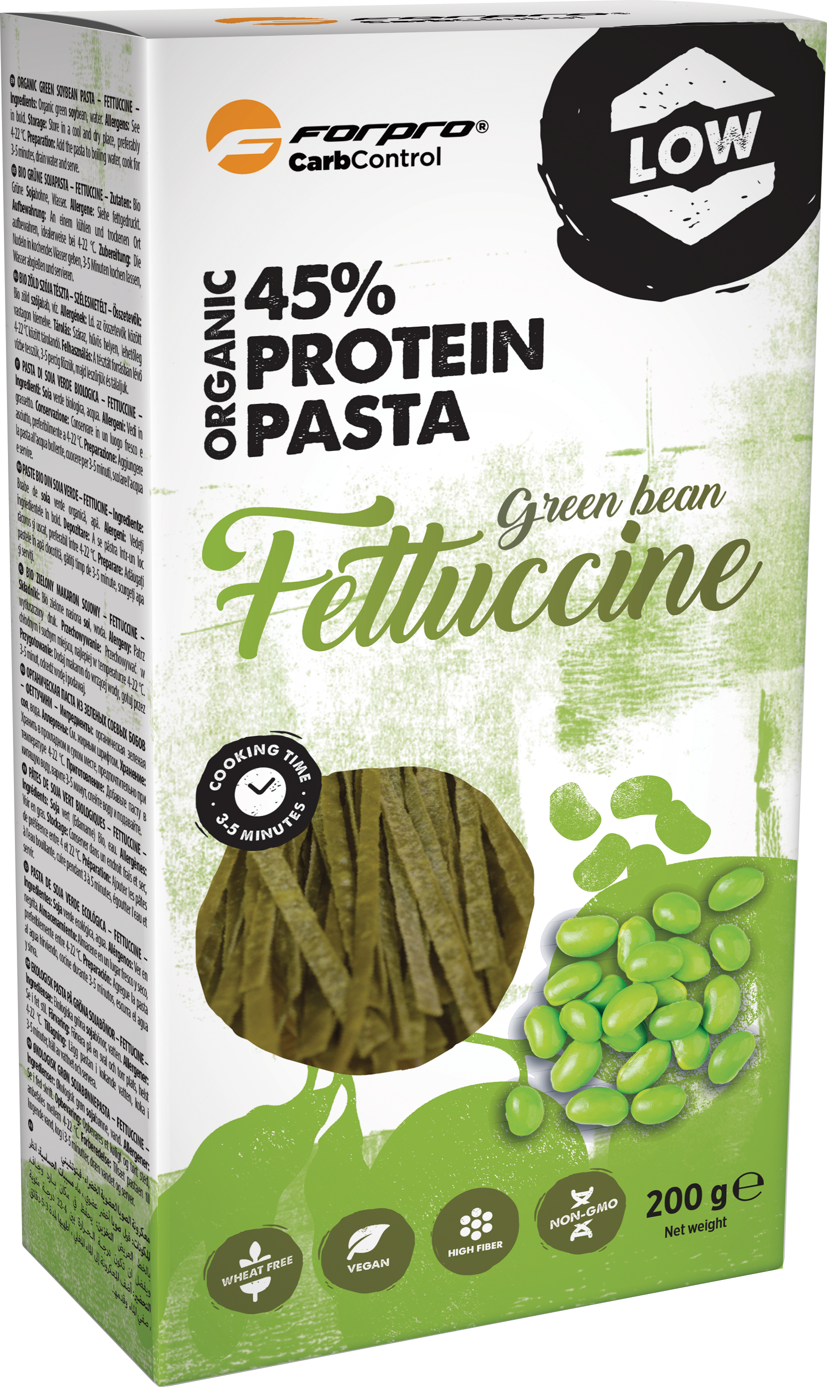Forpro bio zelené sójové bôby proteínové cestoviny fettuccine 200 g