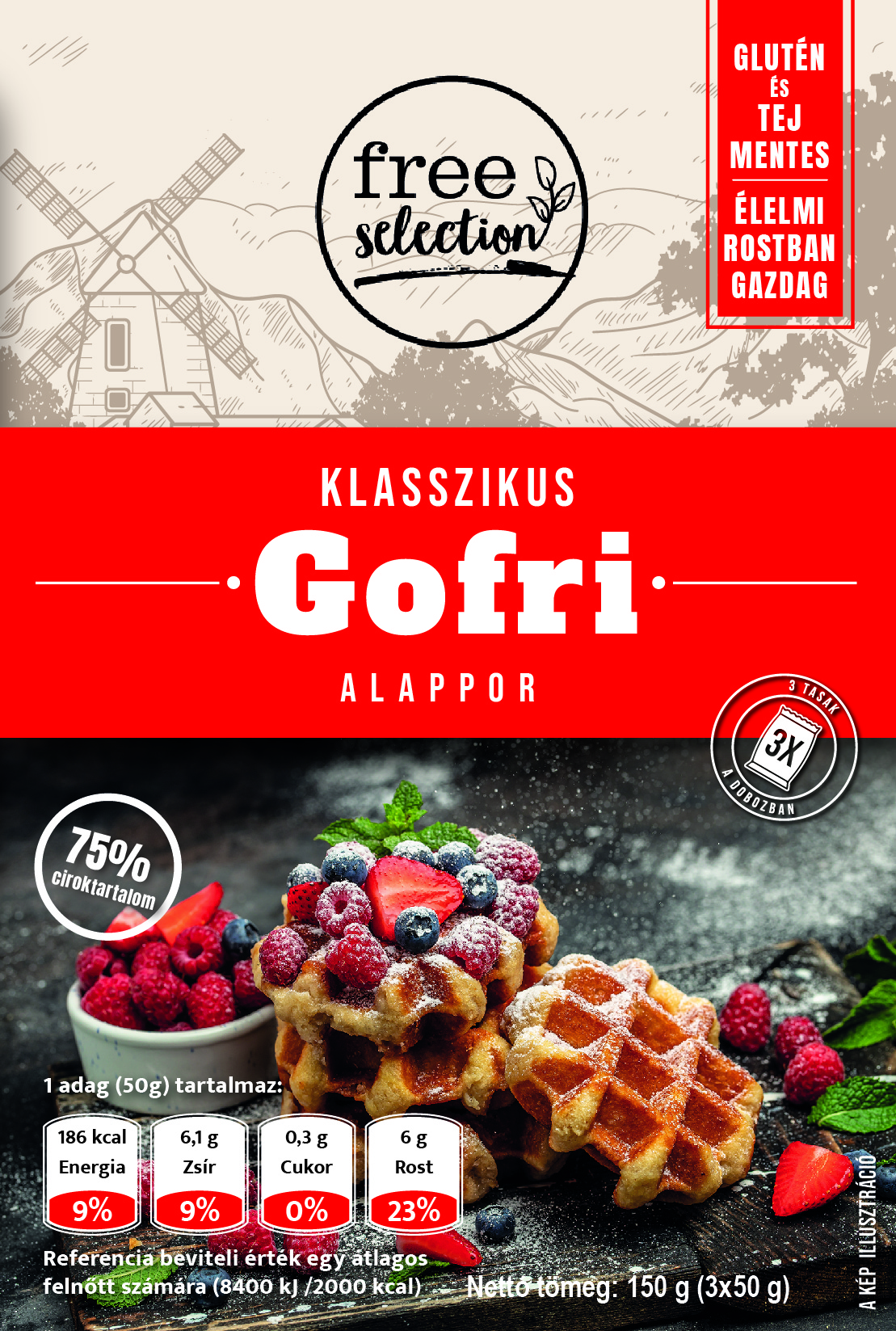 Free selection klasický waflový základ 3x50g 150 g