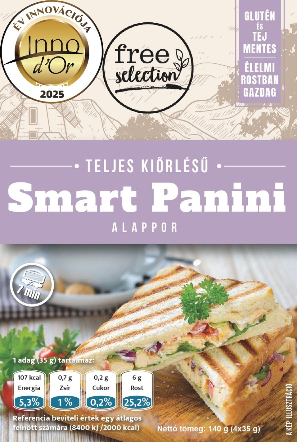 Free selection celozrnné smart panini základné múka 4x35g 140 g